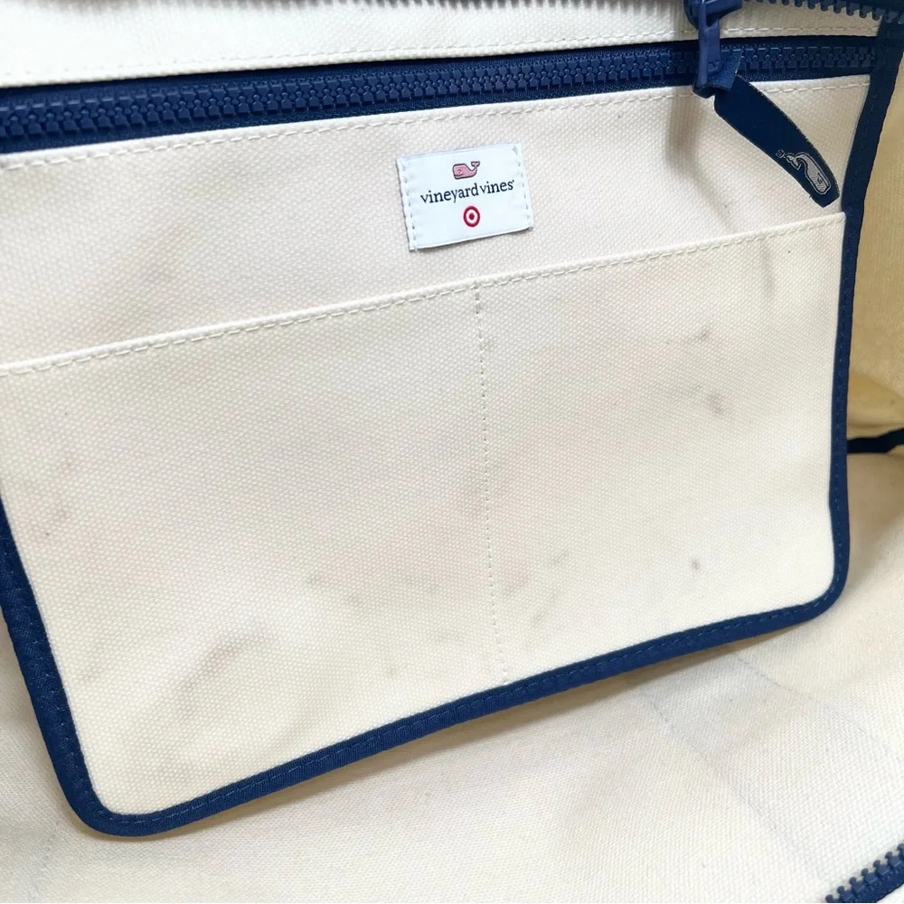 Vineyard Vines Cream Canvas Tote with Navy Trim - Picture 10 of 10